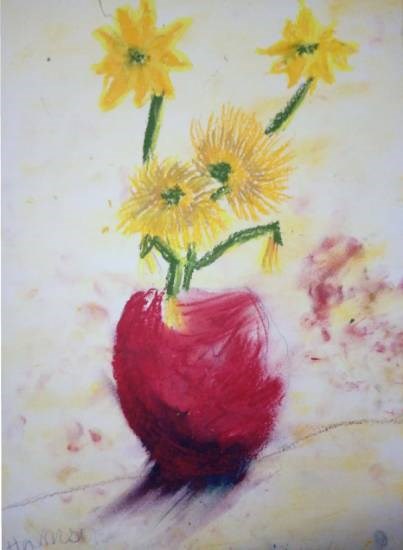 A flowerpot, painting by Hamsini Aswin