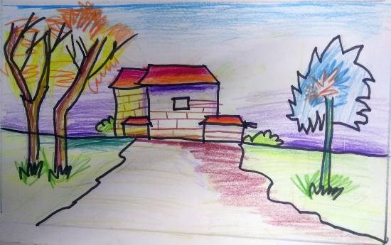 House, painting by Mrugakshi Shailesh Pedgaonkar