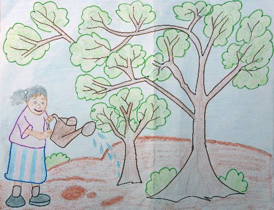 Painting  by Rajveer Singh - Save Trees