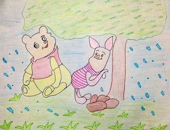 Painting  by Rajveer Singh - Pooh and Piglet