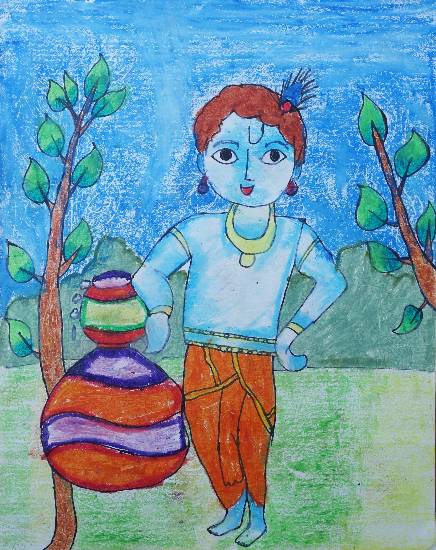 Painting  by Sargun Maini - Little Krishna
