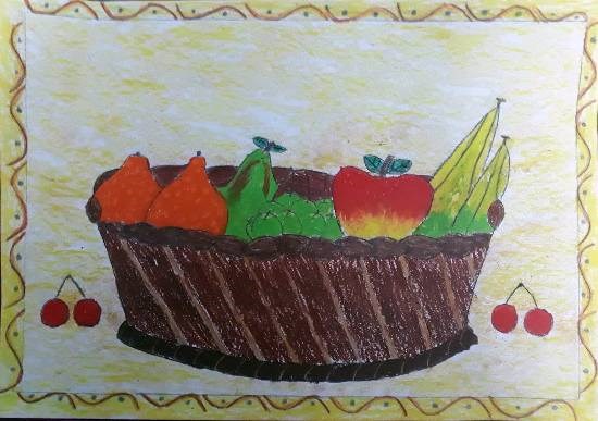 My Fruit Basket, painting by Sargun Maini