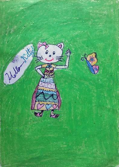 Painting  by Swanandi Ananda Babrekar - Indian Hello Kitty