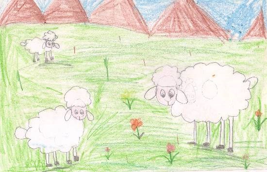 Sheeps, painting by Swanandi Ananda Babrekar