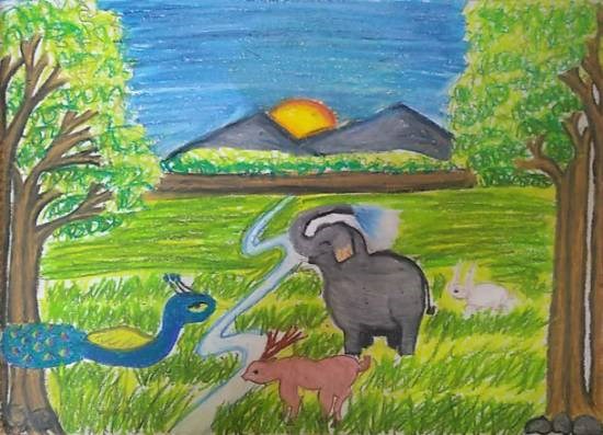 Wildlife, painting by Toshani Mehra