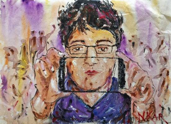 Painting  by Nabojit Kar - Life in a Selfie