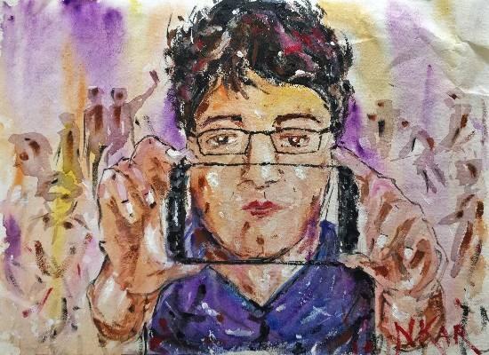 Life in a Selfie, painting by Nabojit Kar