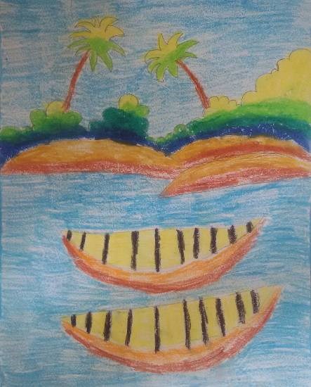 Boats, painting by Navya Harendra Mishra