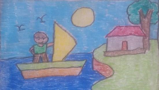 Boat, painting by Navya Harendra Mishra