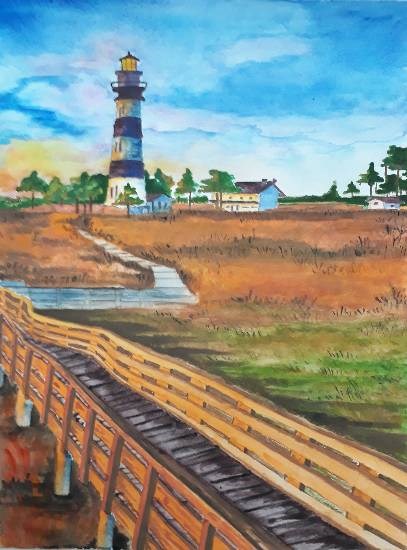 Lighthouse, painting by Sayuri Sunil Bhanap