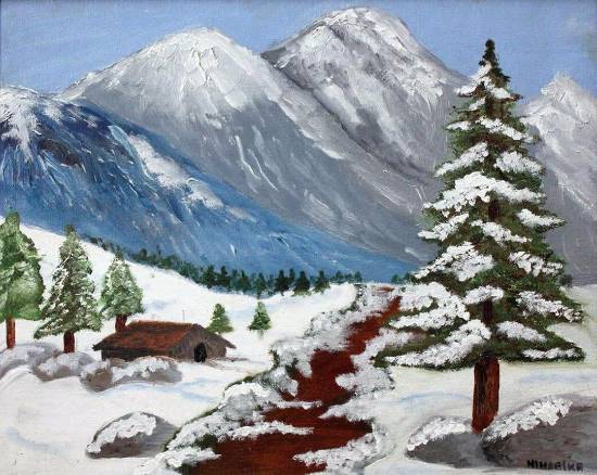 Painting  by Niharika Supratik Ghosh - Snowy Mountains