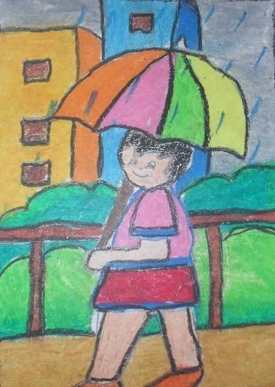 Rain, painting by Nilesh Harendra Mishra