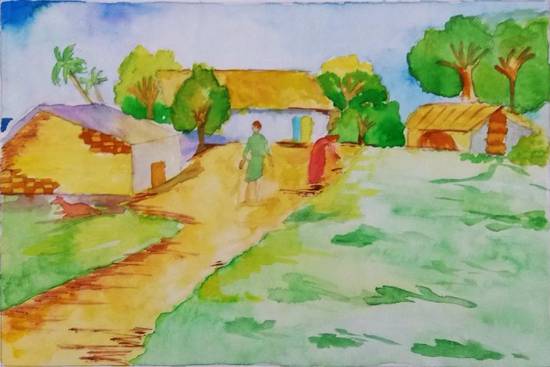 Painting  by Rashi Rahul Lavekar - Scenery - Village