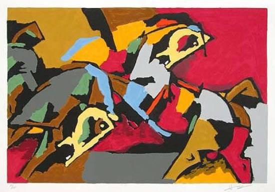 Horse, painting by M F Husain