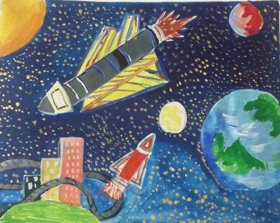 Outer space, painting by Sahaj Sohi