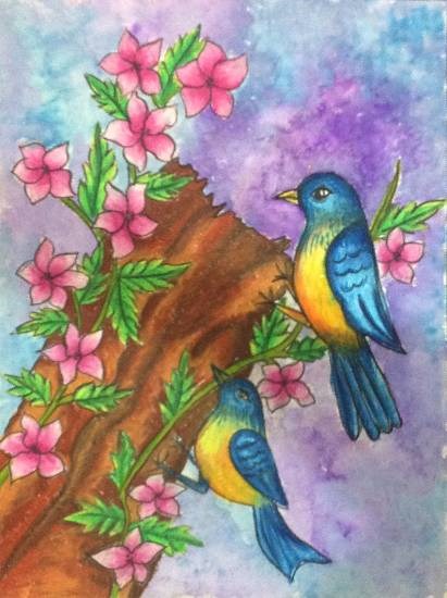 Birds, painting by Sanjana Agarwal