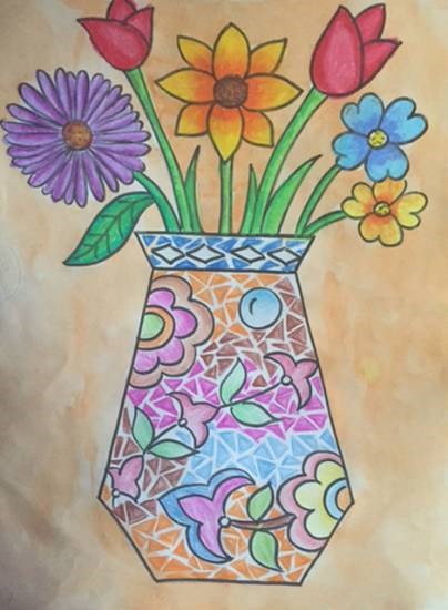 Flower pot, painting by Shreya Aloke Isharani