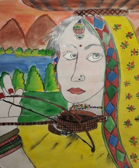 Lady, painting by Lakhshya Lakhotia