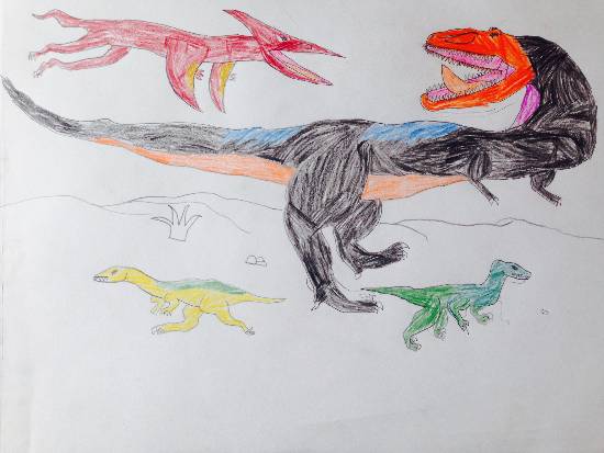 Painting  by Siddharth Basuray - Dinosaurs Colour