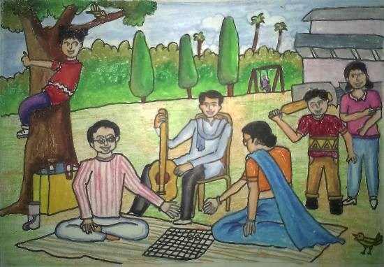 Family Picnic, painting by Tanmay Sameer Karve
