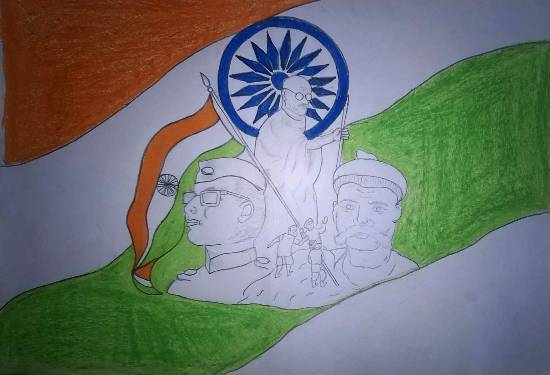 Painting  by Vedant Satish Koli - Indian freedom fighters