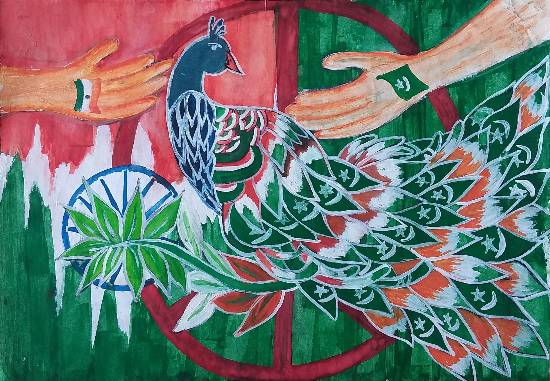Painting  by Ifrah Naaz - India-Pakistan Peace