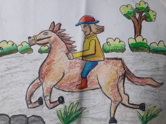 Painting  by Aastha Mahesh Surve - Horse riding
