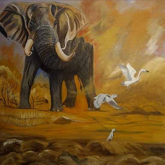Wild elephant, painting by Rakhi Sarvahi