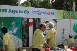 Art Event: 150 Days to go Commonwealth Youth games, 150 feet canvas painting at sarasbaug organised by indiaart