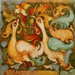 Ceiling: Two Hansa - Painting by Vijay Kulkarni