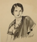 Portrait of a lady - Painting by Old Master J. D. Gondhalekar