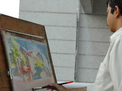 Artist Milind Mulik giving Demo on Watercolor Landscape Painting