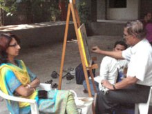 Demonstration of painting with Dry Pastel by Eminent Artist B. R. Kulkarni