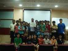 Painting demonstration by Chitra Vaidya at Madhavrao Bhagwat High School, Mumbai