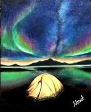 Asleep under Magical Sky, Painting by Meenal Acharya