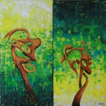 Opulence, painting by Anuj Malhotra, Mixed medium on canvas, 24 X 24 inches
