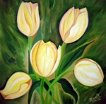 Lovely Tulips, painting by Dipali Deshpande, Oil on Canvas, 12 x 12 inches