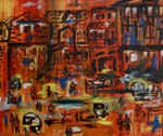 Chaos, painting by Dipti Desai, Acrylic on Canvas, 21 X 21 inches