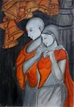 Radha Krishna Modern, Painting by Madhulika Srivastava