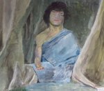 Buddha boy, painting by Sachin Dange, Watercolor on Paper, 22 X 25 inches