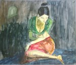 Girl, painting by Sachin Dange, Watercolor on Paper, 12 X 14 inches