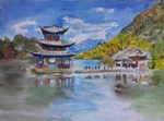 Temple, painting by Sachin Dange, Watercolor on Paper, 11 X 15 inches