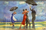 The singing butler by Sarabjit Kaur Sadal, Watercolor on Paper, 16.5 x 22.5 inches
