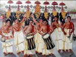 Temple Beats - 1 Ulsavam, painting by Sheela Padmanabhan, Acrylic on Canvas board, 14 x 18 inches
