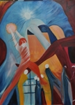 Revolt in France Against Burqa by Shireen Advani, Oil on Canvas, 30 x 24 inches