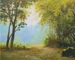 Bamboo Way, painting by Sunil Kulkarni, Oil on canvas, 14 X 18 inches