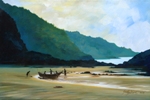 Konkan Seashore, painting by Sunil Kulkarni, Oil on canvas, 24 X 36 inches