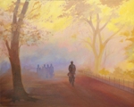 Morning View Rankala, painting by Sunil Kulkarni, Oil on canvas, 12 X 16 inches