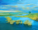 River Side, painting by Sunil Kulkarni, Oil on canvas, 25 X 30 inches