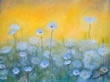 Blue Dancing Daisies, painting by Shireen Advani, Oil on Canvas Board, 12 x 16 inches